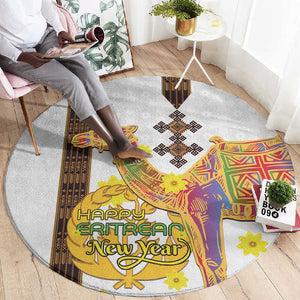 Melkam Enkutatash Eritrean Round Carpet Camel With Habesha Tilet Pattern - African Pride
