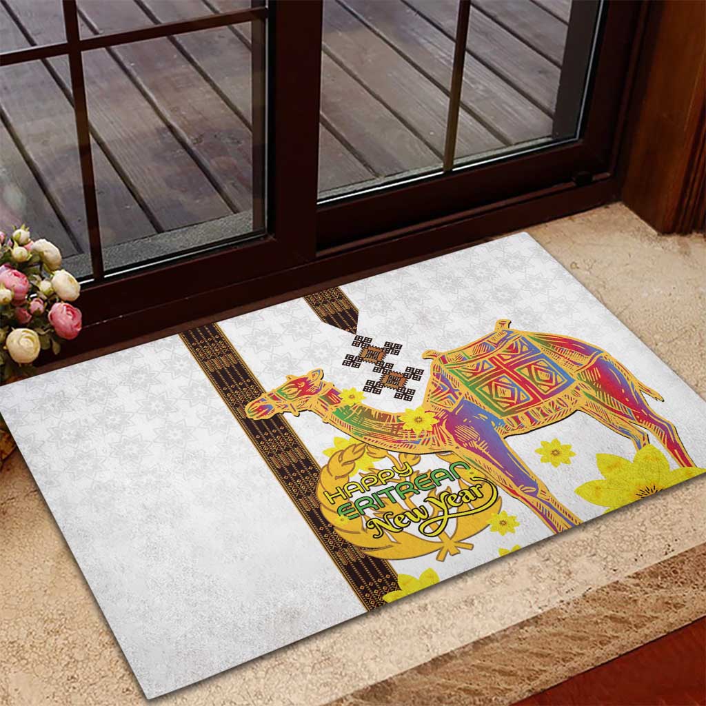 Melkam Enkutatash Eritrean Rubber Doormat Camel With Habesha Tilet Pattern - African Pride