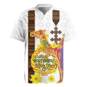 Melkam Enkutatash Eritrean Rugby Jersey Camel With Habesha Tilet Pattern - African Pride