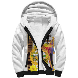 Melkam Enkutatash Eritrean Sherpa Hoodie Camel With Habesha Tilet Pattern - African Pride