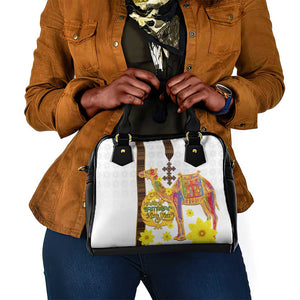 Melkam Enkutatash Eritrean Shoulder Handbag Camel With Habesha Tilet Pattern - African Pride