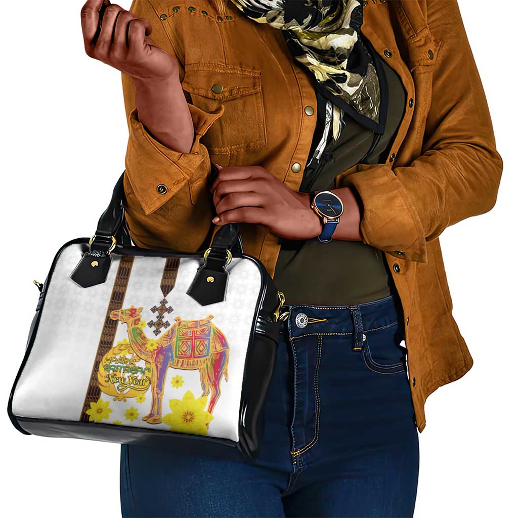 Melkam Enkutatash Eritrean Shoulder Handbag Camel With Habesha Tilet Pattern - African Pride