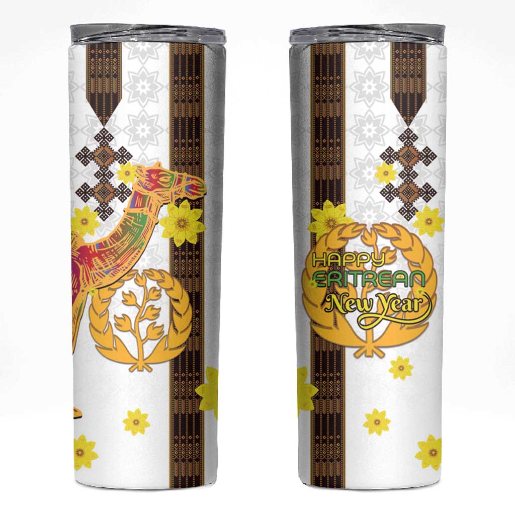 Melkam Enkutatash Eritrean Skinny Tumbler Camel With Habesha Tilet Pattern - African Pride