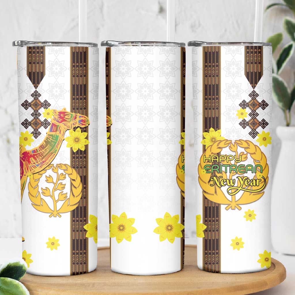 Melkam Enkutatash Eritrean Skinny Tumbler Camel With Habesha Tilet Pattern - African Pride
