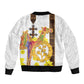 Melkam Enkutatash Eritrean Sleeve Zip Bomber Jacket Camel With Habesha Tilet Pattern - African Pride