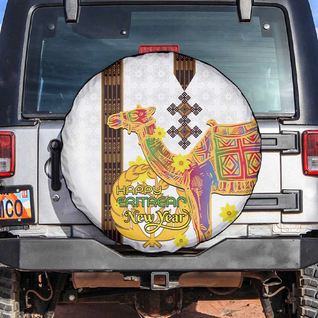 Melkam Enkutatash Eritrean Spare Tire Cover Camel With Habesha Tilet Pattern - African Pride