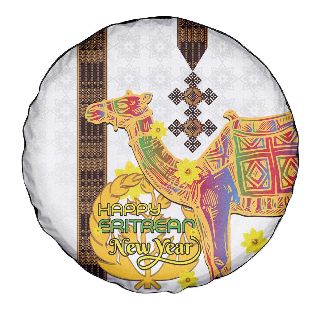 Melkam Enkutatash Eritrean Spare Tire Cover Camel With Habesha Tilet Pattern - African Pride
