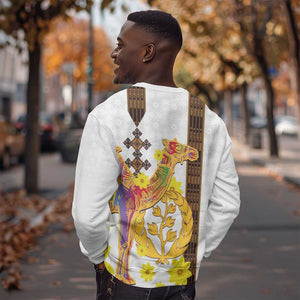 Melkam Enkutatash Eritrean Sweatshirt Camel With Habesha Tilet Pattern - African Pride