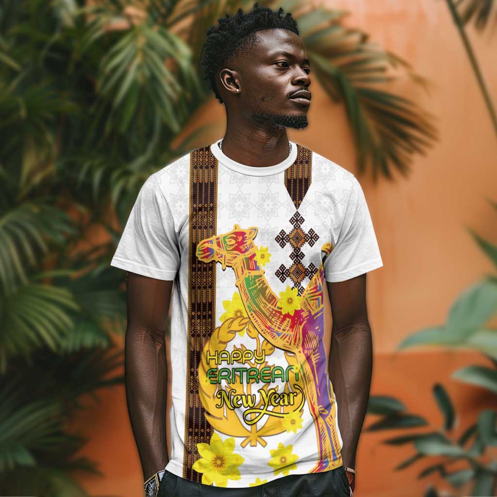 Melkam Enkutatash Eritrean T shirt Camel With Habesha Tilet Pattern - African Pride