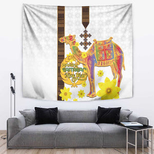 Melkam Enkutatash Eritrean Tapestry Camel With Habesha Tilet Pattern - African Pride