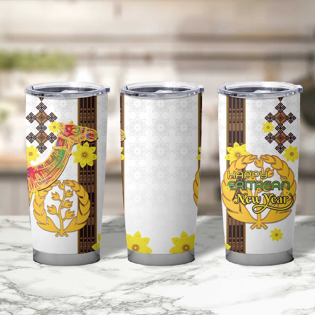 Melkam Enkutatash Eritrean Tumbler Cup Camel With Habesha Tilet Pattern - African Pride