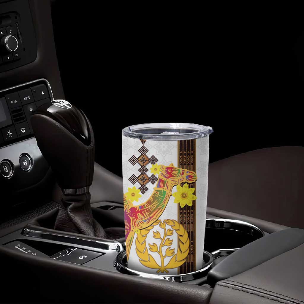 Melkam Enkutatash Eritrean Tumbler Cup Camel With Habesha Tilet Pattern - African Pride