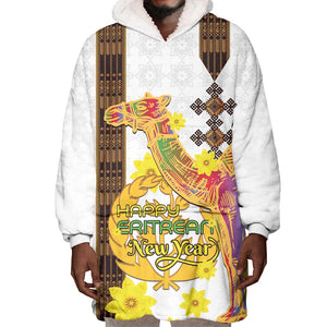 Melkam Enkutatash Eritrean Wearable Blanket Hoodie Camel With Habesha Tilet Pattern - African Pride