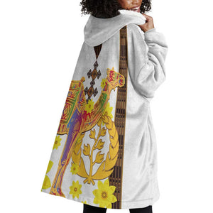 Melkam Enkutatash Eritrean Wearable Blanket Hoodie Camel With Habesha Tilet Pattern - African Pride