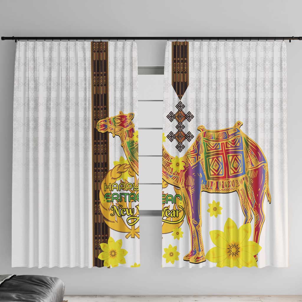Melkam Enkutatash Eritrean Window Curtain Camel With Habesha Tilet Pattern - African Pride