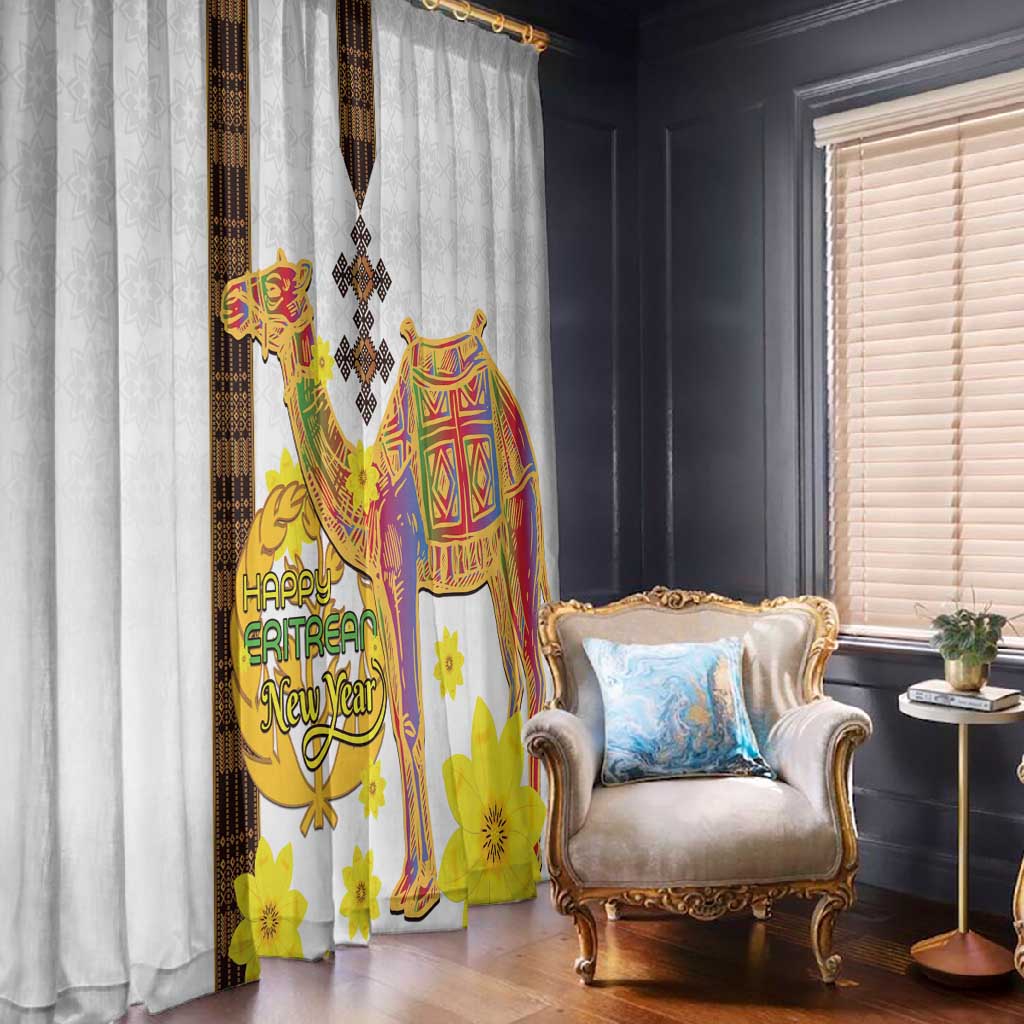 Melkam Enkutatash Eritrean Window Curtain Camel With Habesha Tilet Pattern - African Pride