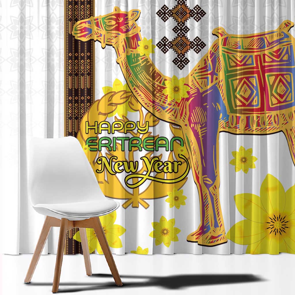 Melkam Enkutatash Eritrean Window Curtain Camel With Habesha Tilet Pattern - African Pride