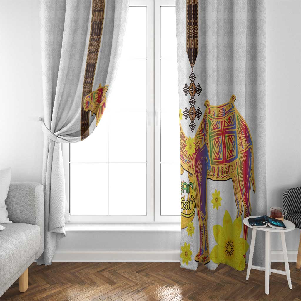 Melkam Enkutatash Eritrean Window Curtain Camel With Habesha Tilet Pattern - African Pride
