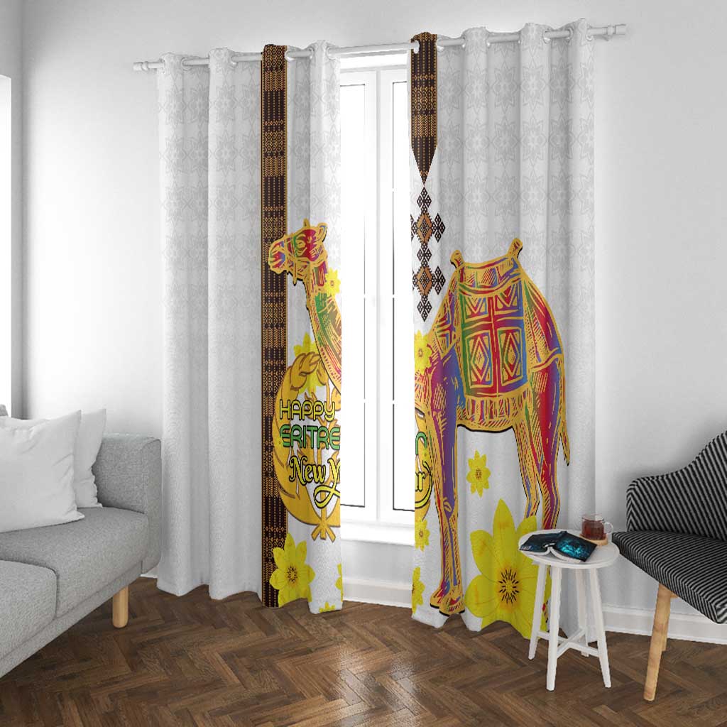 Melkam Enkutatash Eritrean Window Curtain Camel With Habesha Tilet Pattern - African Pride