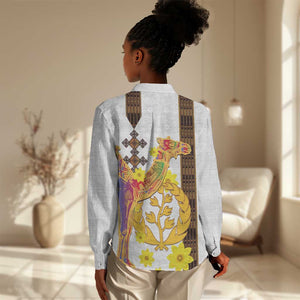 Melkam Enkutatash Eritrean Women Casual Shirt Camel With Habesha Tilet Pattern - African Pride