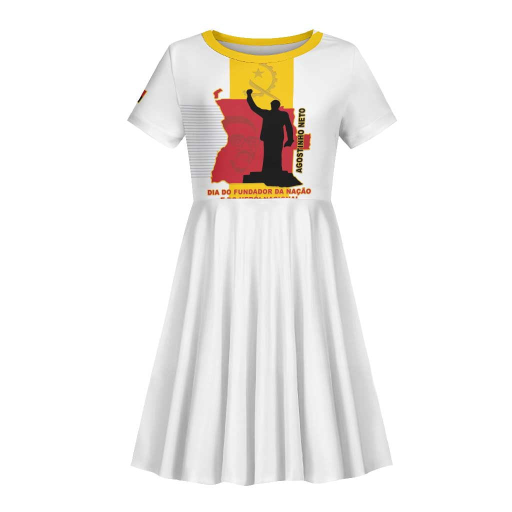 Personalized Dia dos Herois Nacionais de Angola Kid Short Sleeve Dress 17 de Setembro - African Pride