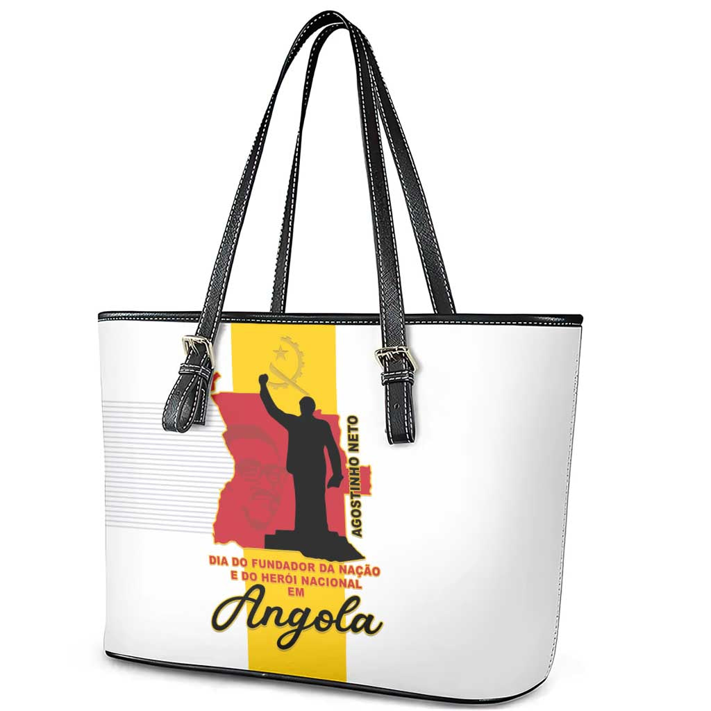 Dia dos Herois Nacionais de Angola Leather Tote Bag 17 de Setembro - African Pride