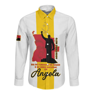Personalized Dia dos Herois Nacionais de Angola Long Sleeve Button Shirt 17 de Setembro - African Pride