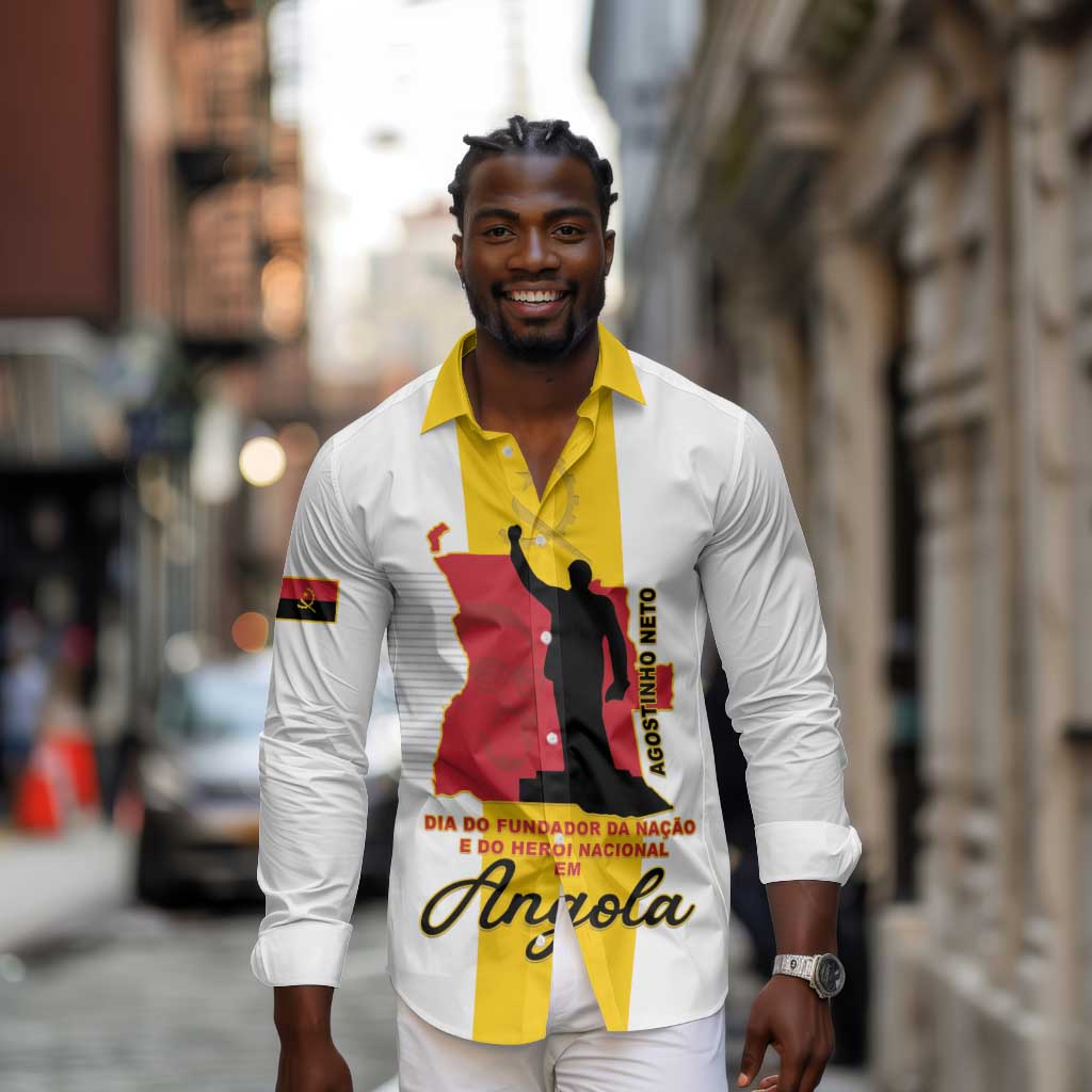 Personalized Dia dos Herois Nacionais de Angola Long Sleeve Button Shirt 17 de Setembro - African Pride