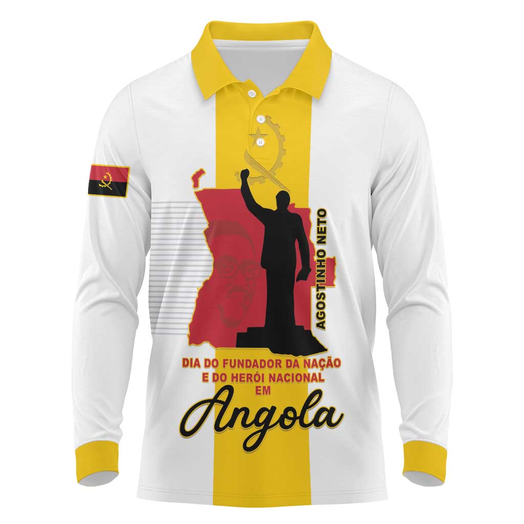 Personalized Dia dos Herois Nacionais de Angola Long Sleeve Polo Shirt 17 de Setembro - African Pride