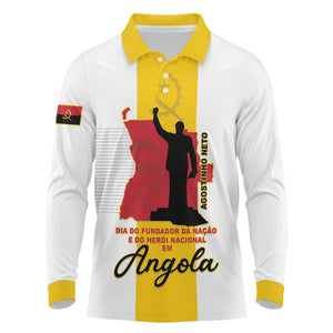 Personalized Dia dos Herois Nacionais de Angola Long Sleeve Polo Shirt 17 de Setembro - African Pride