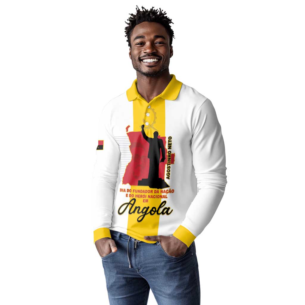 Personalized Dia dos Herois Nacionais de Angola Long Sleeve Polo Shirt 17 de Setembro - African Pride