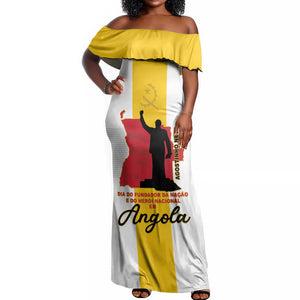 Personalized Dia dos Herois Nacionais de Angola Off Shoulder Maxi Dress 17 de Setembro - African Pride