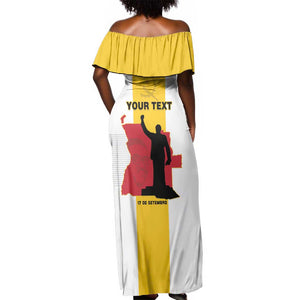 Personalized Dia dos Herois Nacionais de Angola Off Shoulder Maxi Dress 17 de Setembro - African Pride