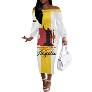 Personalized Dia dos Herois Nacionais de Angola Off The Shoulder Long Sleeve Dress 17 de Setembro - African Pride