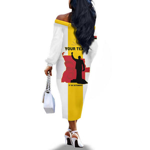 Personalized Dia dos Herois Nacionais de Angola Off The Shoulder Long Sleeve Dress 17 de Setembro - African Pride