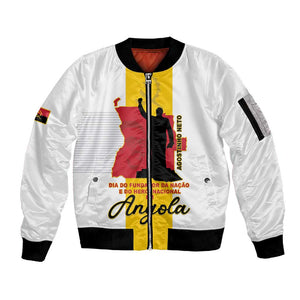 Personalized Dia dos Herois Nacionais de Angola Sleeve Zip Bomber Jacket 17 de Setembro - African Pride