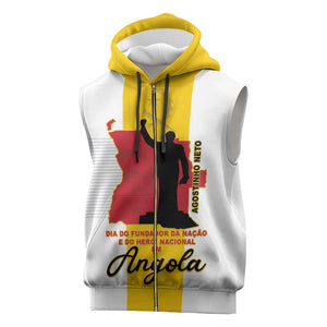 Personalized Dia dos Herois Nacionais de Angola Sleeveless Zip Hoodie 17 de Setembro - African Pride