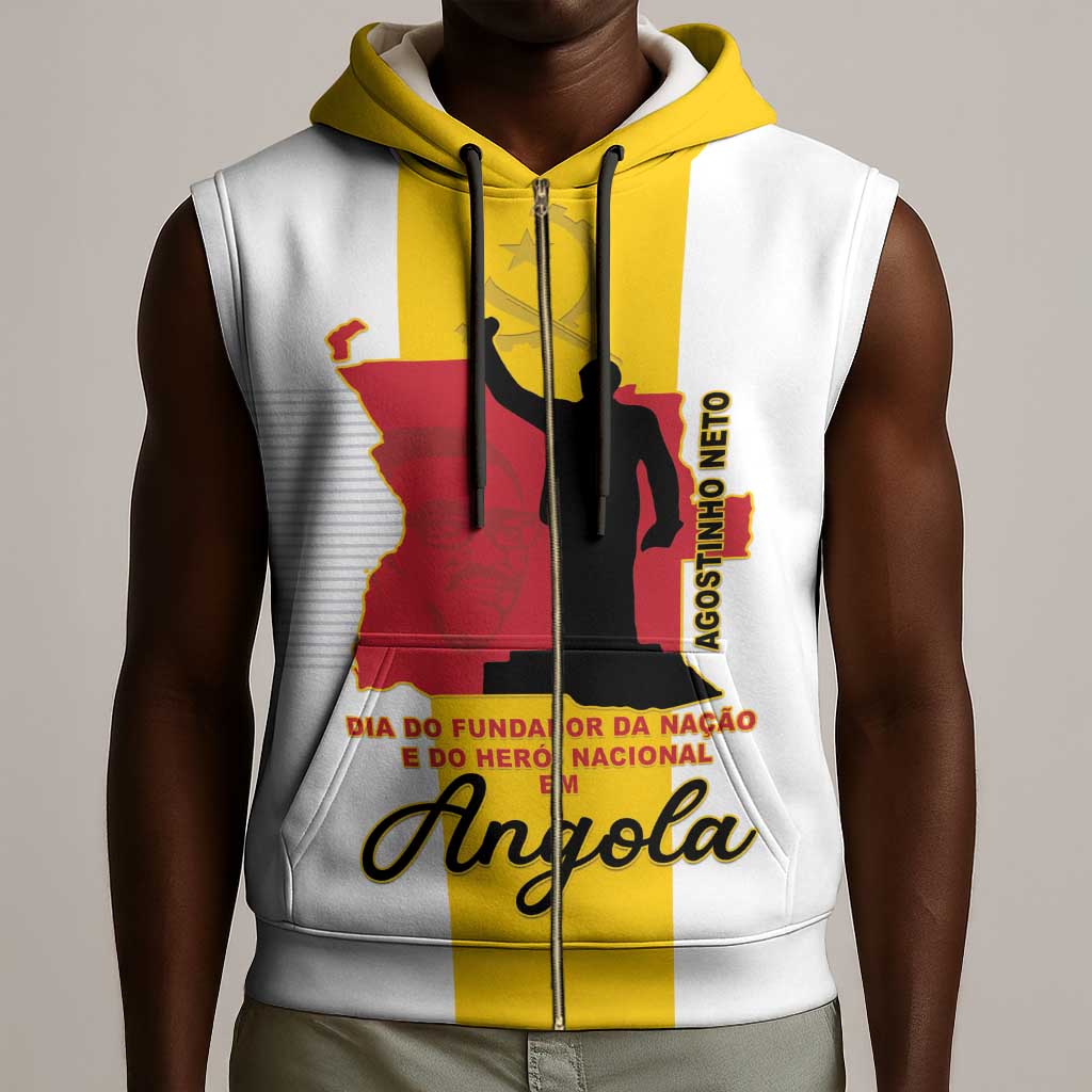 Personalized Dia dos Herois Nacionais de Angola Sleeveless Zip Hoodie 17 de Setembro - African Pride
