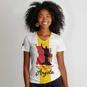 Personalized Dia dos Herois Nacionais de Angola Women V-Neck T-Shirt 17 de Setembro - African Pride