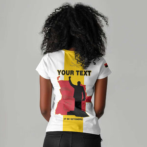 Personalized Dia dos Herois Nacionais de Angola Women V-Neck T-Shirt 17 de Setembro - African Pride