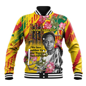 Personalized Ghana Kwame Nkrumah Memorial Day Baseball Jacket Mausoleum Impala Lily - African Pride