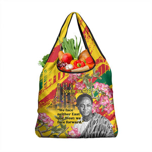 Personalized Ghana Kwame Nkrumah Memorial Day Grocery Bag Mausoleum Impala Lily - African Pride