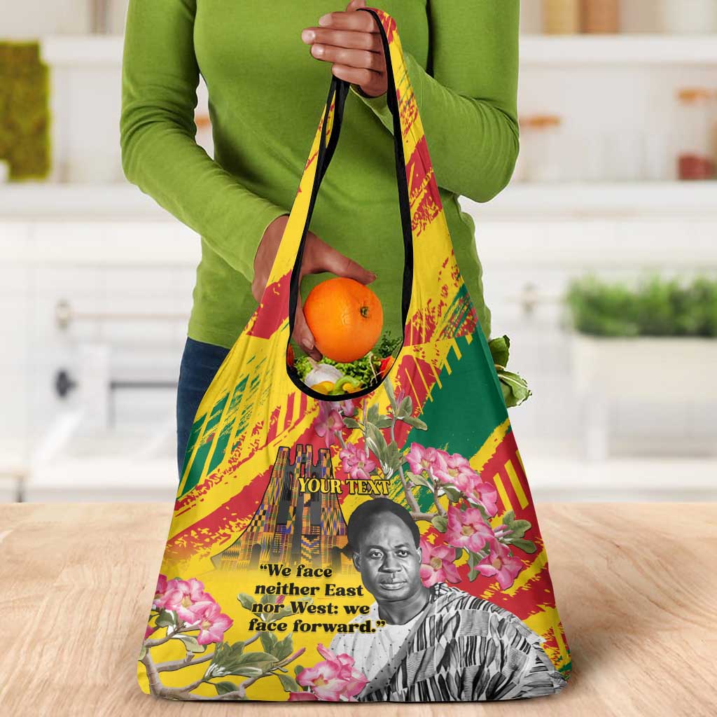 Personalized Ghana Kwame Nkrumah Memorial Day Grocery Bag Mausoleum Impala Lily - African Pride