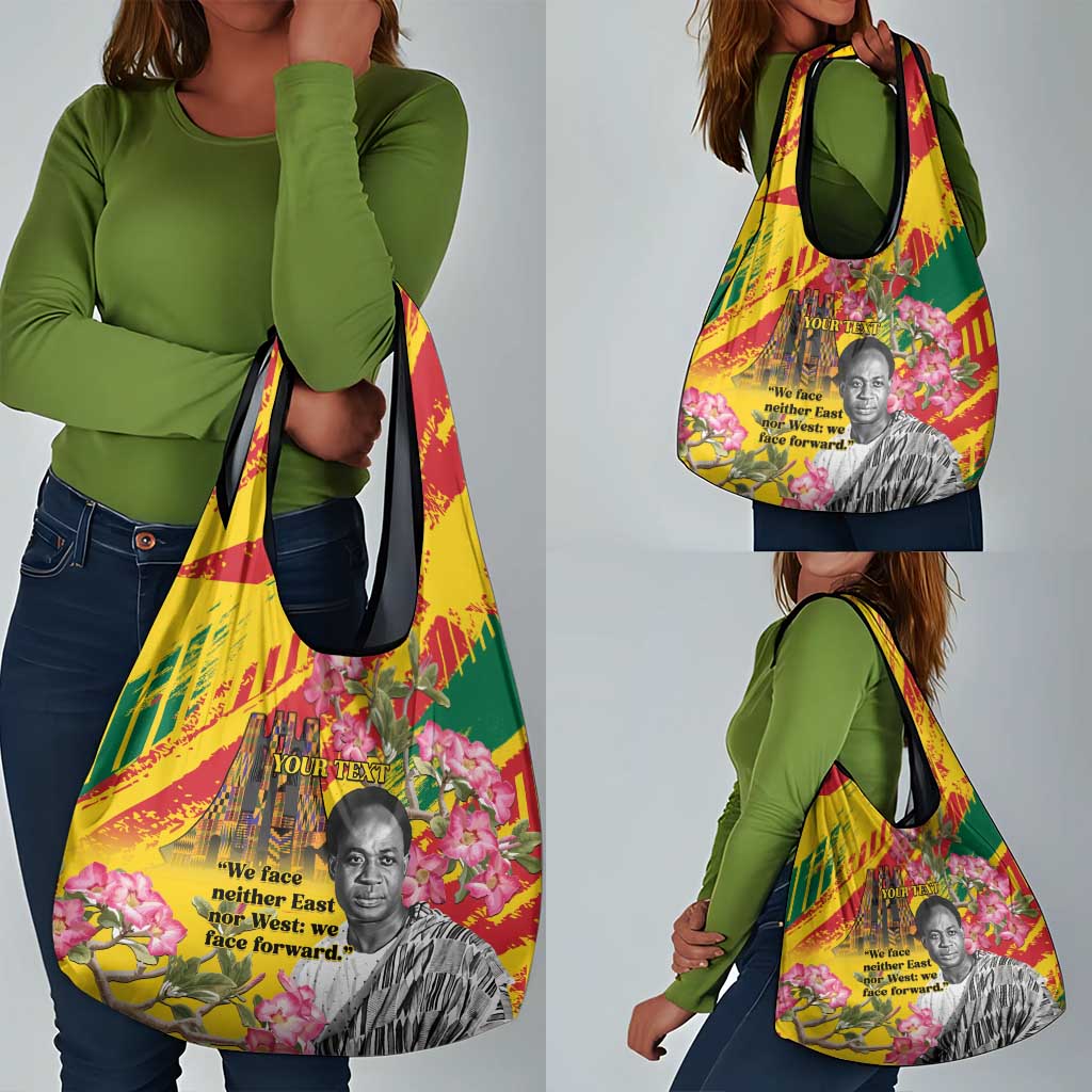 Personalized Ghana Kwame Nkrumah Memorial Day Grocery Bag Mausoleum Impala Lily - African Pride