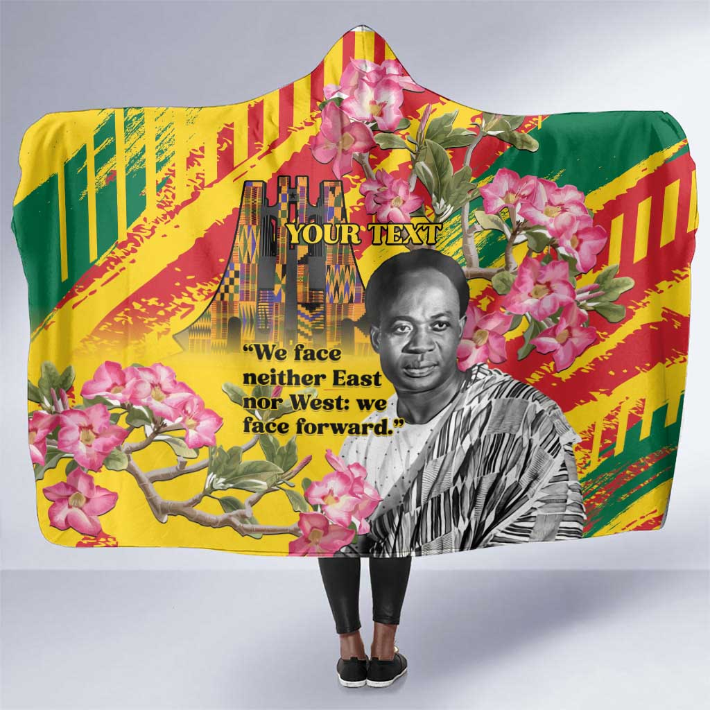 Personalized Ghana Kwame Nkrumah Memorial Day Hooded Blanket Mausoleum Impala Lily - African Pride