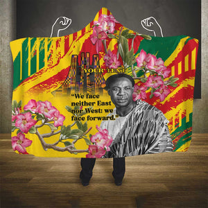 Personalized Ghana Kwame Nkrumah Memorial Day Hooded Blanket Mausoleum Impala Lily - African Pride