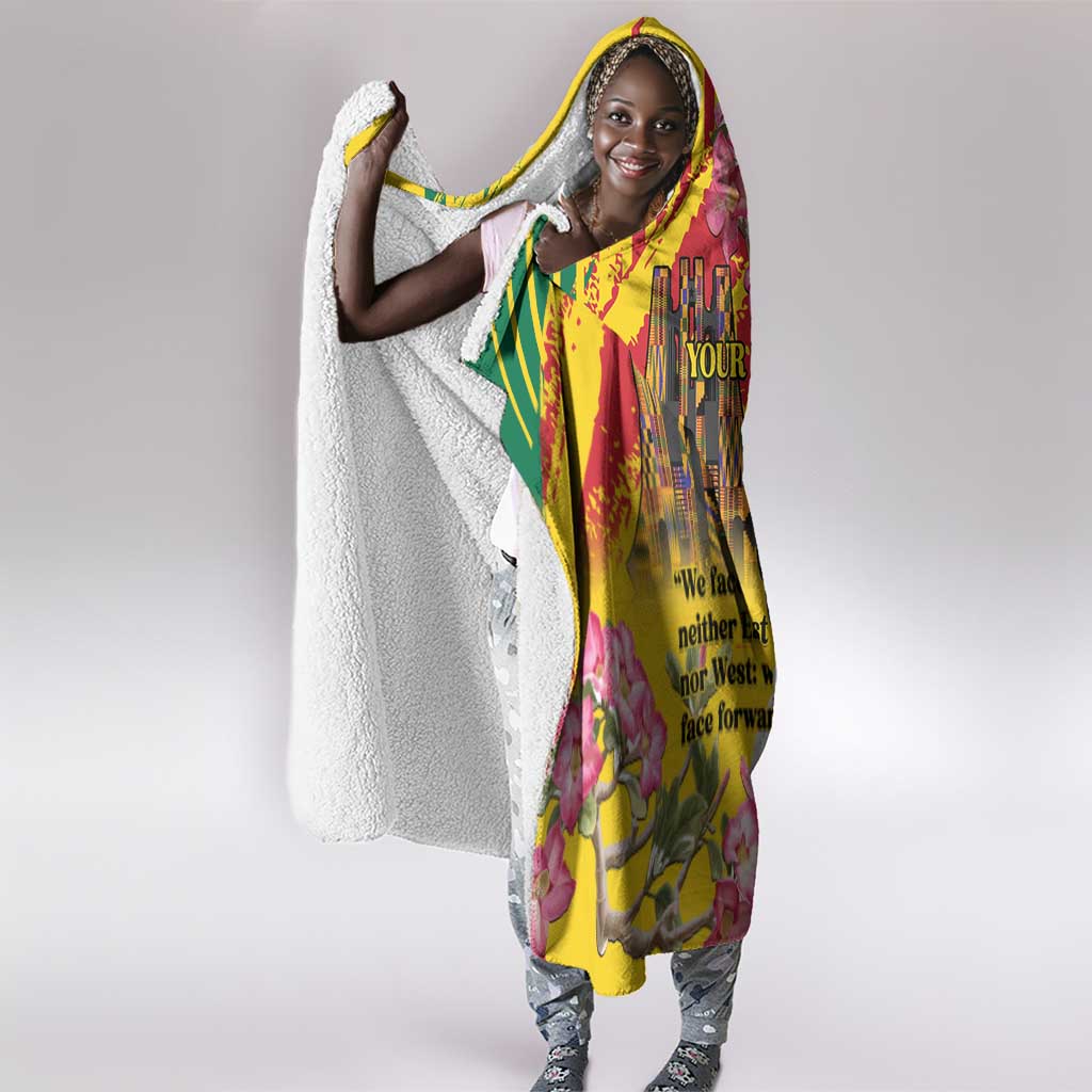 Personalized Ghana Kwame Nkrumah Memorial Day Hooded Blanket Mausoleum Impala Lily - African Pride