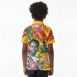 Personalized Ghana Kwame Nkrumah Memorial Day Kid Polo Shirt Mausoleum Impala Lily - African Pride