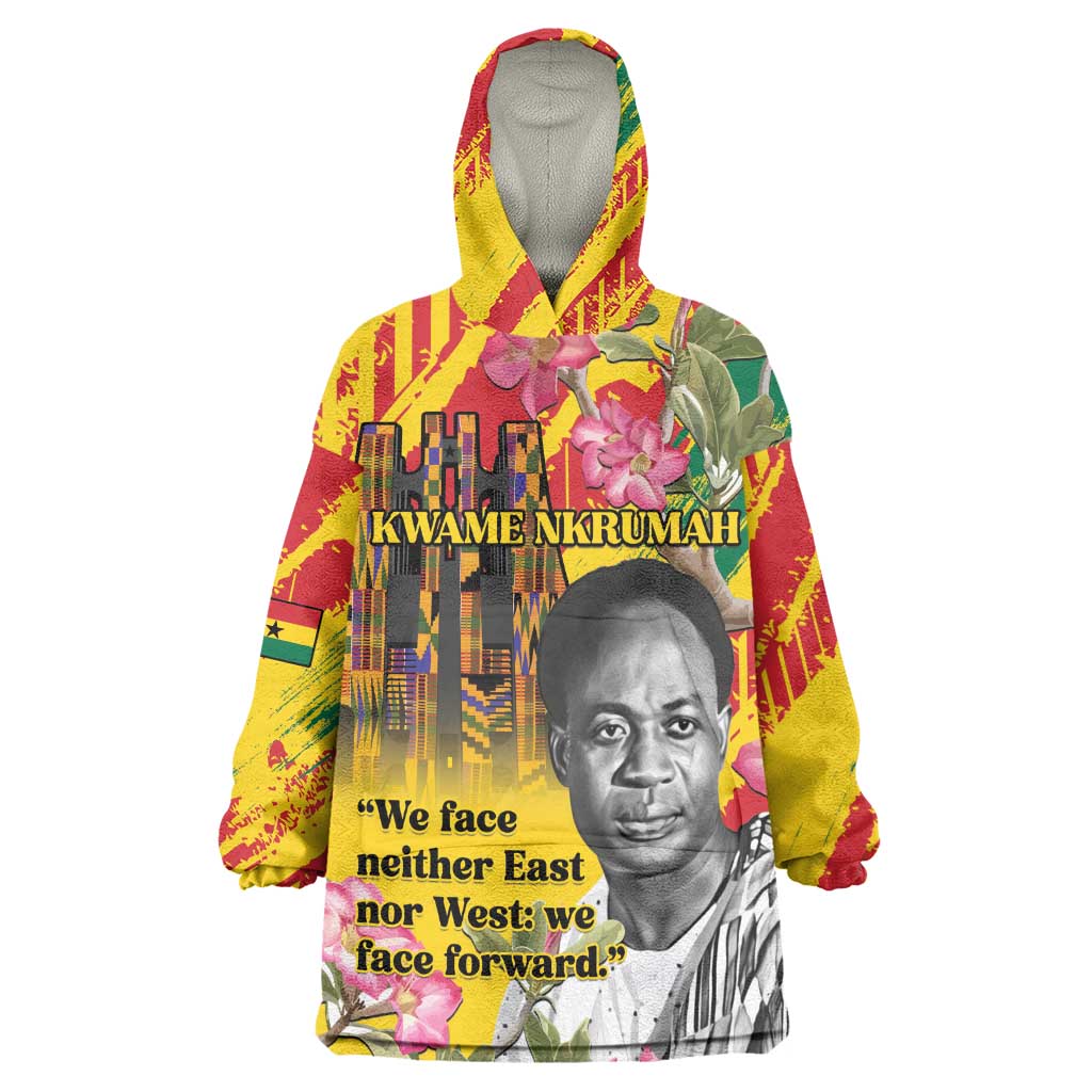 Personalized Ghana Kwame Nkrumah Memorial Day Kid Wearable Blanket Hoodie Mausoleum Impala Lily - African Pride