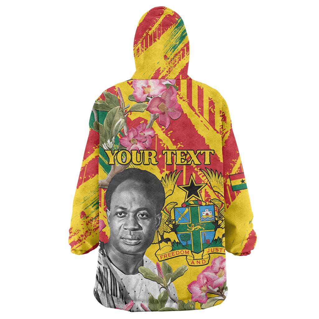 Personalized Ghana Kwame Nkrumah Memorial Day Kid Wearable Blanket Hoodie Mausoleum Impala Lily - African Pride